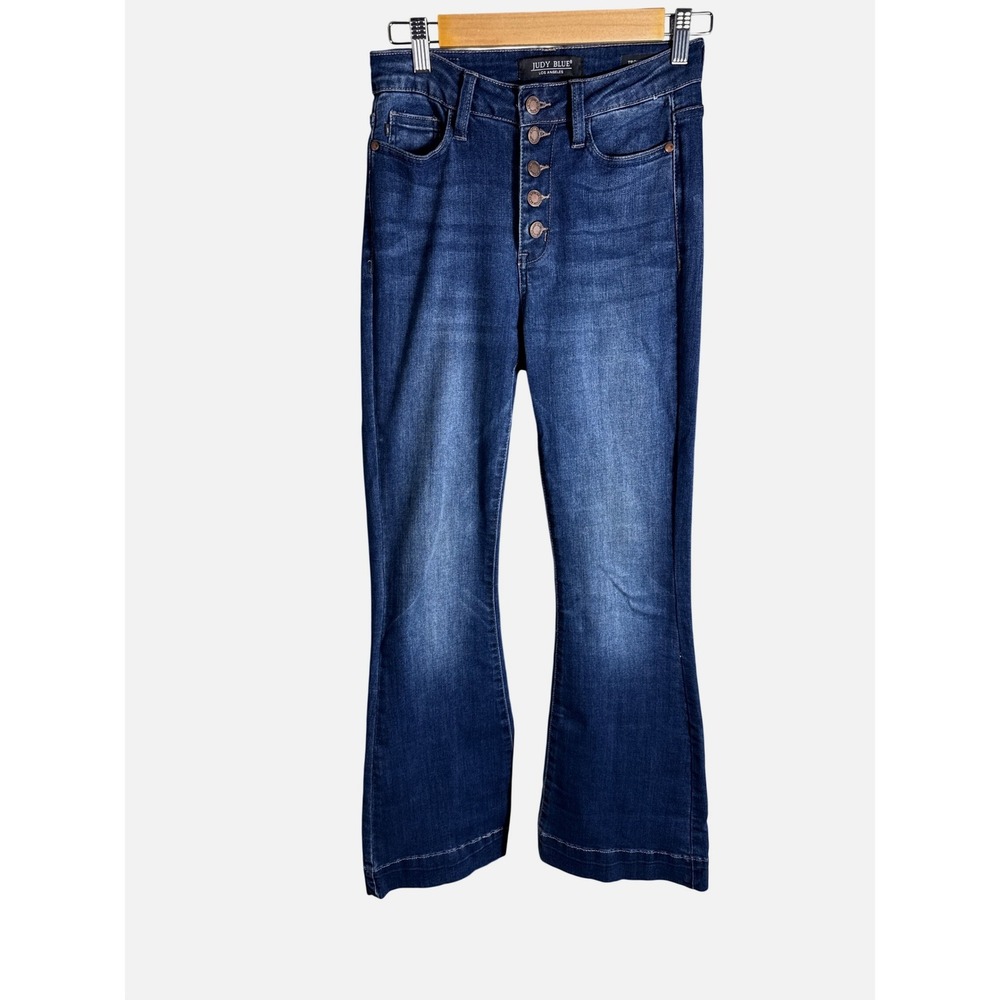 Judy Blue Trouser Flare Jeans Womens Dark Wash High Rise Denim Blue 88665 1/25